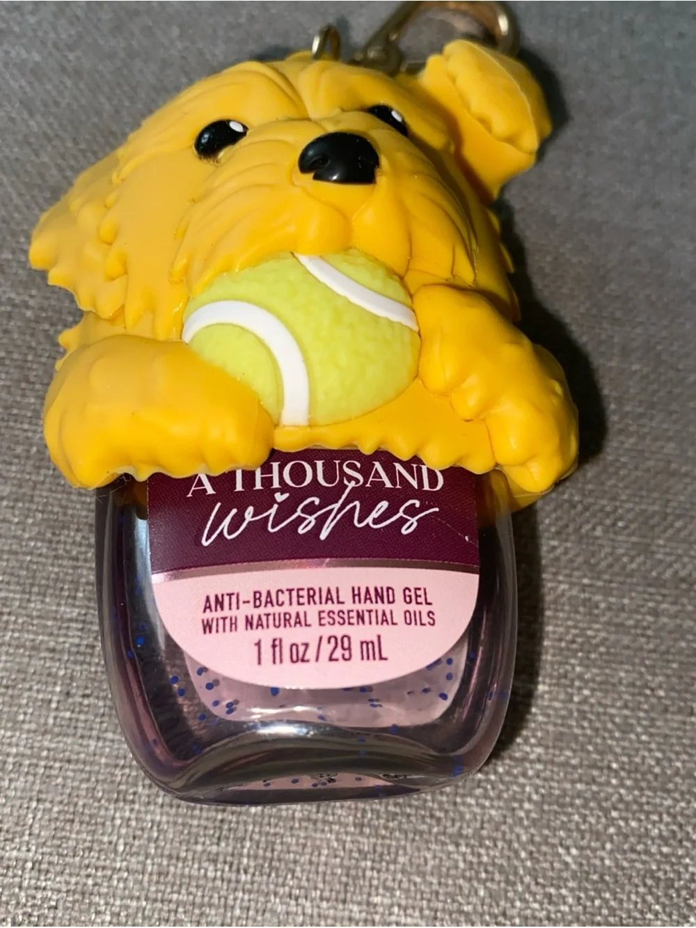 Bath & Body Works Pocketbac Yellow Dog Tennis Ball Sanitizer Holder Purse Charm